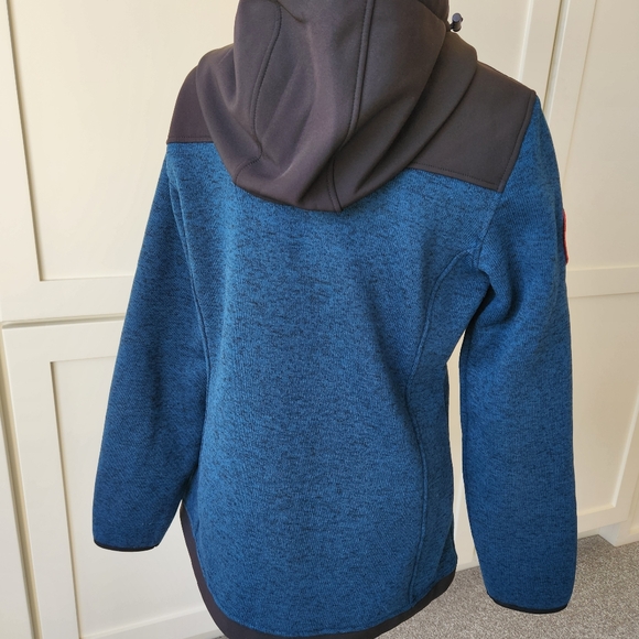 Canada Weather Gear Jacket Cozy Hooded Sweater Fleece Zip Up Blue Black Small - Picture 4 of 16